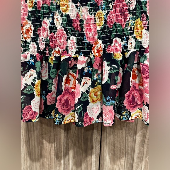 Floral Print Off Shoulder Ruffle Hem Shirred Bodycon Dress - Picture 8 of 9